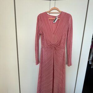 Rotate by Birger Christensen Pink Twisted Long Sleeve Sparkle Dress in Size M/L